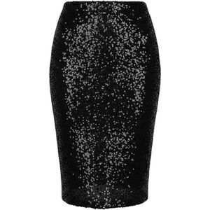 Limit Ed. H&M Black Formal Sequin Midi32 Skirt Med Liner Is Mini 15' NEW #535C